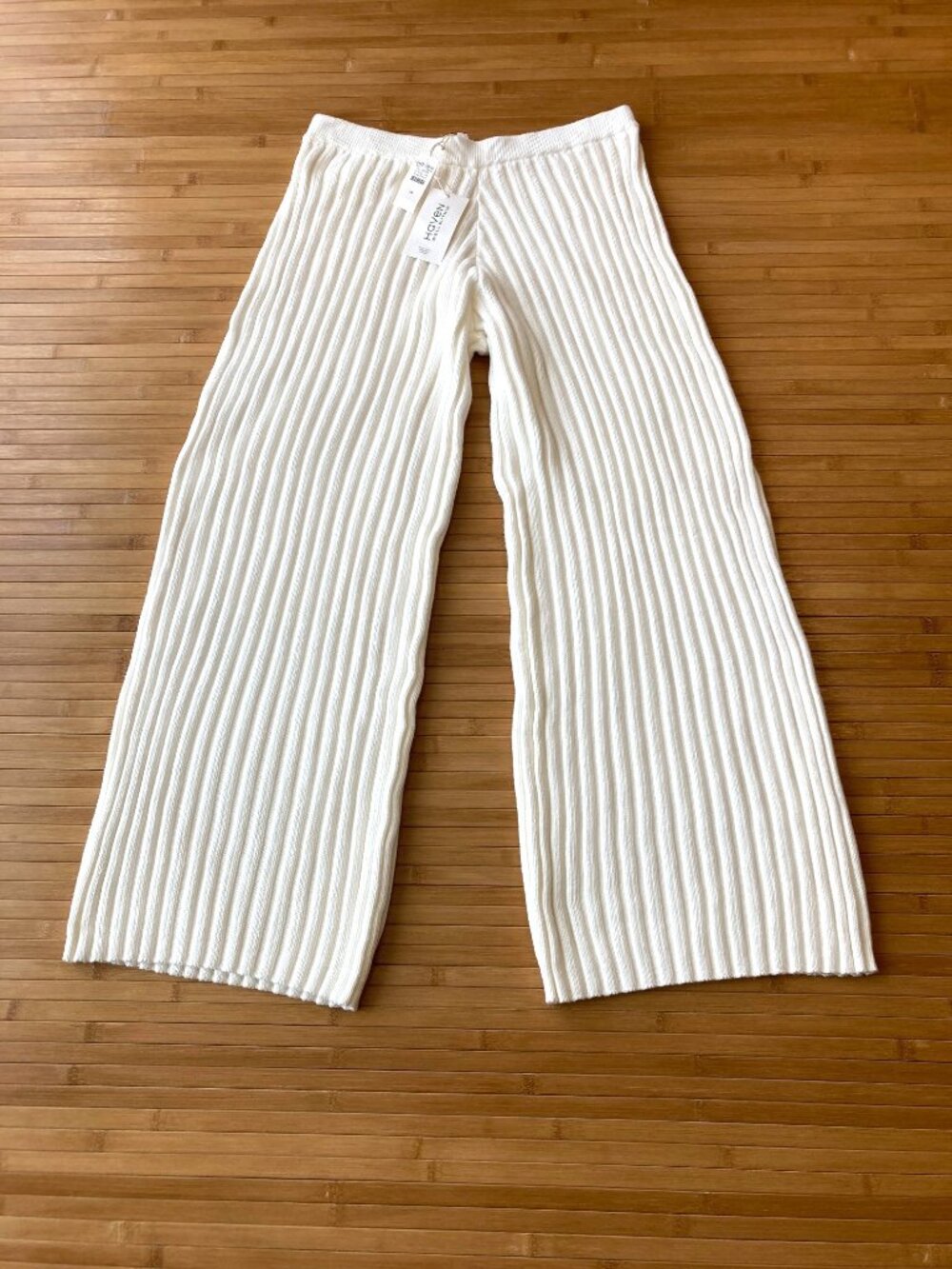 Haven Well Within Organic Cotton Rib Knit Lounge Pants Womens Medium M Ivory NWT